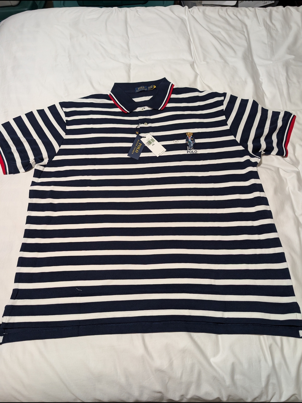 Polo by Ralph Lauren Navy, White & Red Striped Bear Polo